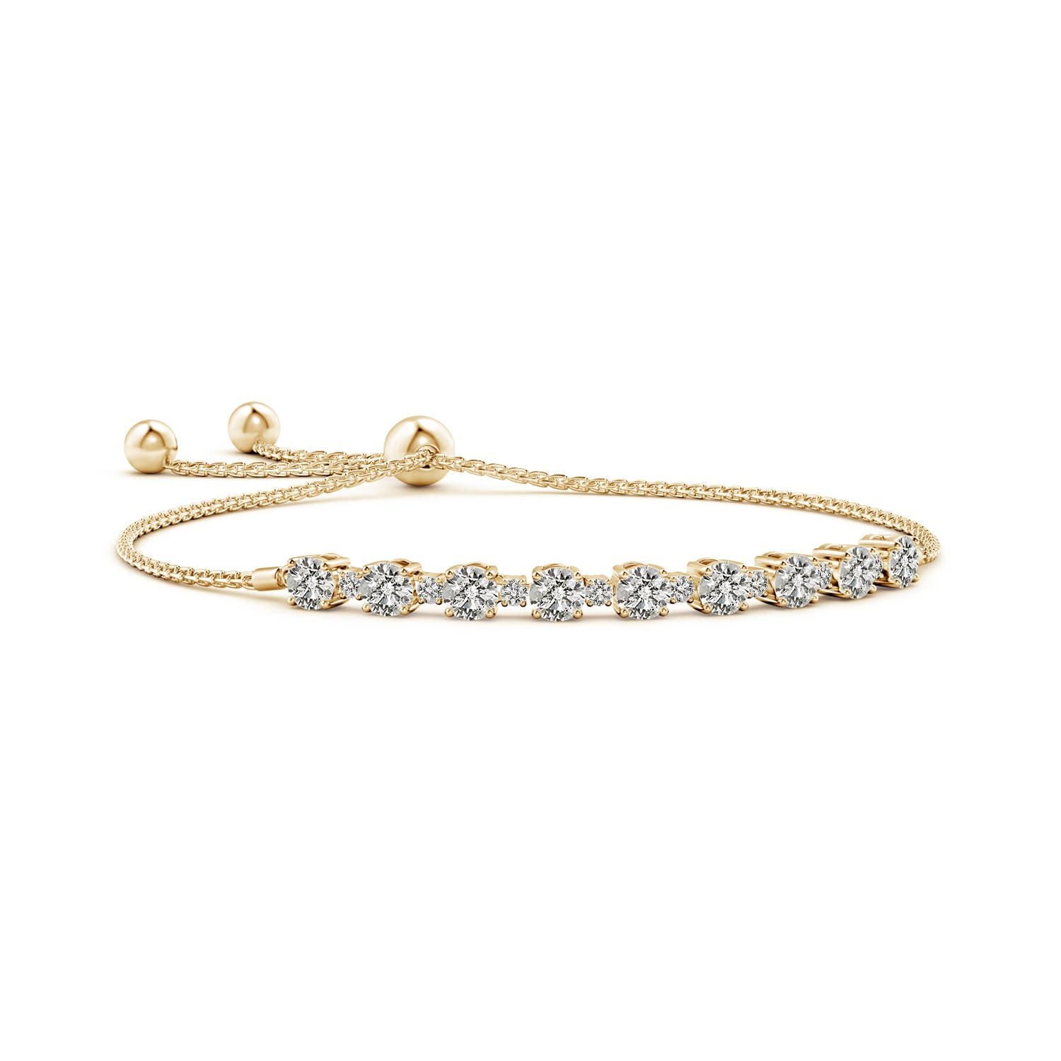 4mm KI3 Alternating Size Diamond Tennis Bolo Bracelet in Yellow Gold