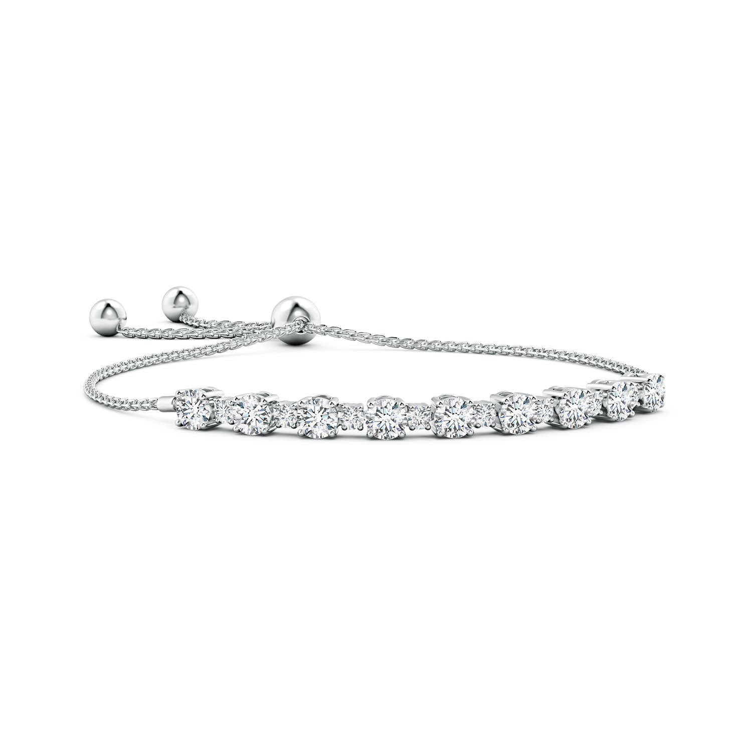 5mm GVS2 Alternating Size Diamond Tennis Bolo Bracelet in White Gold
