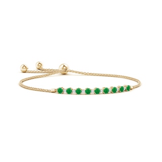 3mm AA Emerald and Diamond Tennis Bolo Bracelet in 10K Yellow Gold