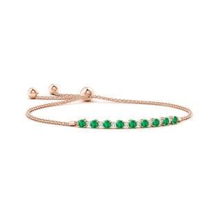 3mm AAA Emerald and Diamond Tennis Bolo Bracelet in 9K Rose Gold