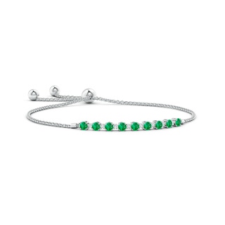 3mm AAA Emerald and Diamond Tennis Bolo Bracelet in 9K White Gold