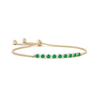 3mm AAA Emerald and Diamond Tennis Bolo Bracelet in 9K Yellow Gold