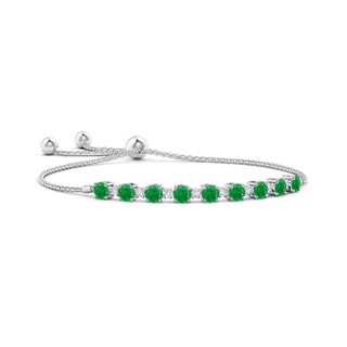4mm AA Emerald and Diamond Tennis Bolo Bracelet in 9K White Gold