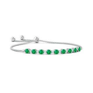 4mm AAA Emerald and Diamond Tennis Bolo Bracelet in 9K White Gold