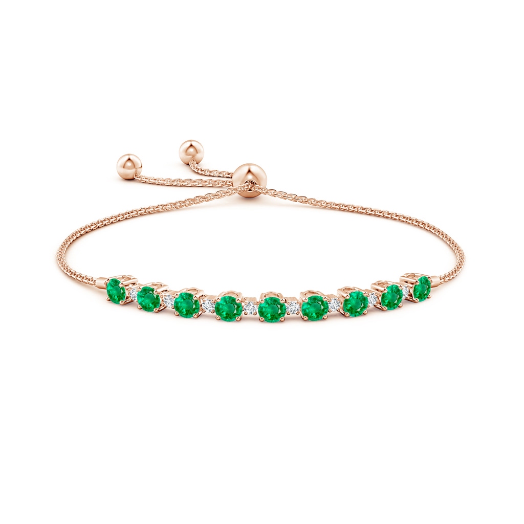 4mm AAA Emerald and Diamond Tennis Bolo Bracelet in Rose Gold Side 199