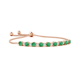 5mm A Emerald and Diamond Tennis Bolo Bracelet in Rose Gold