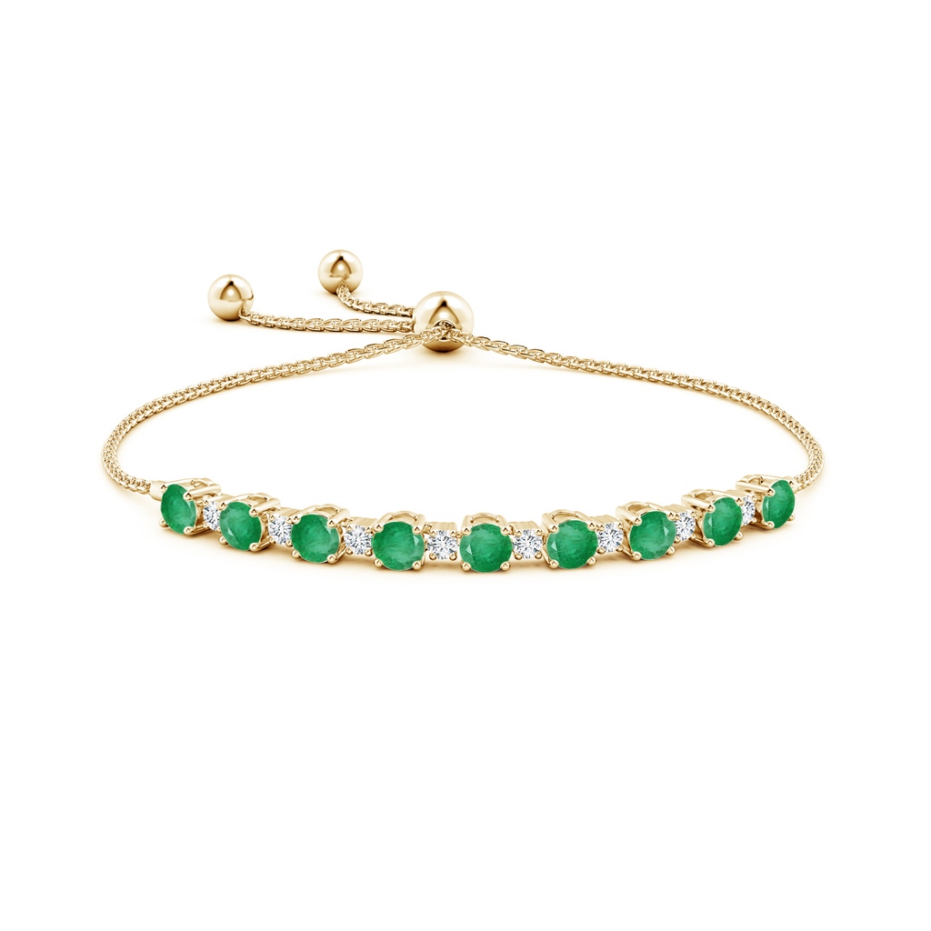 5mm A Emerald and Diamond Tennis Bolo Bracelet in Yellow Gold Side 199