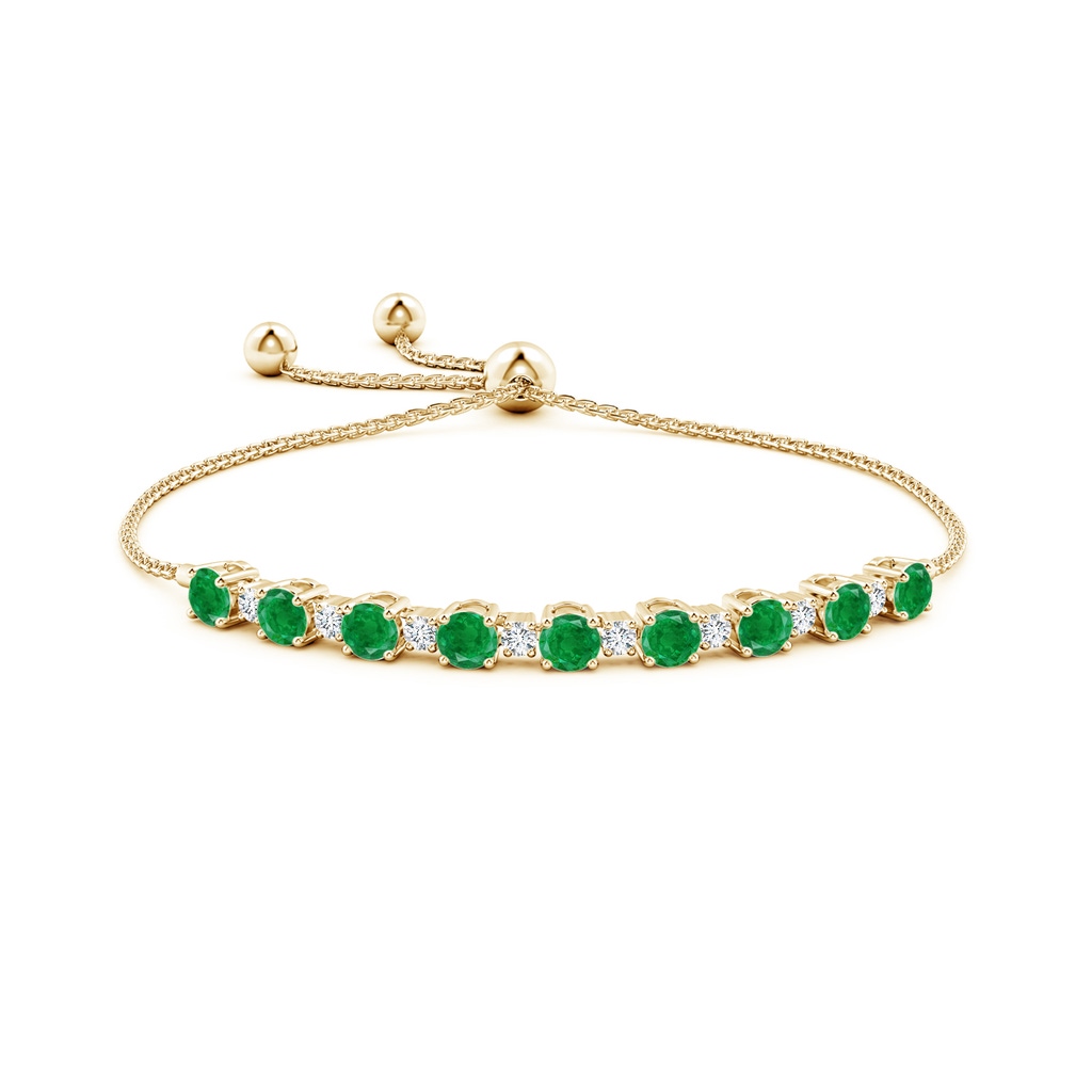 5mm AA Emerald and Diamond Tennis Bolo Bracelet in Yellow Gold Side 199
