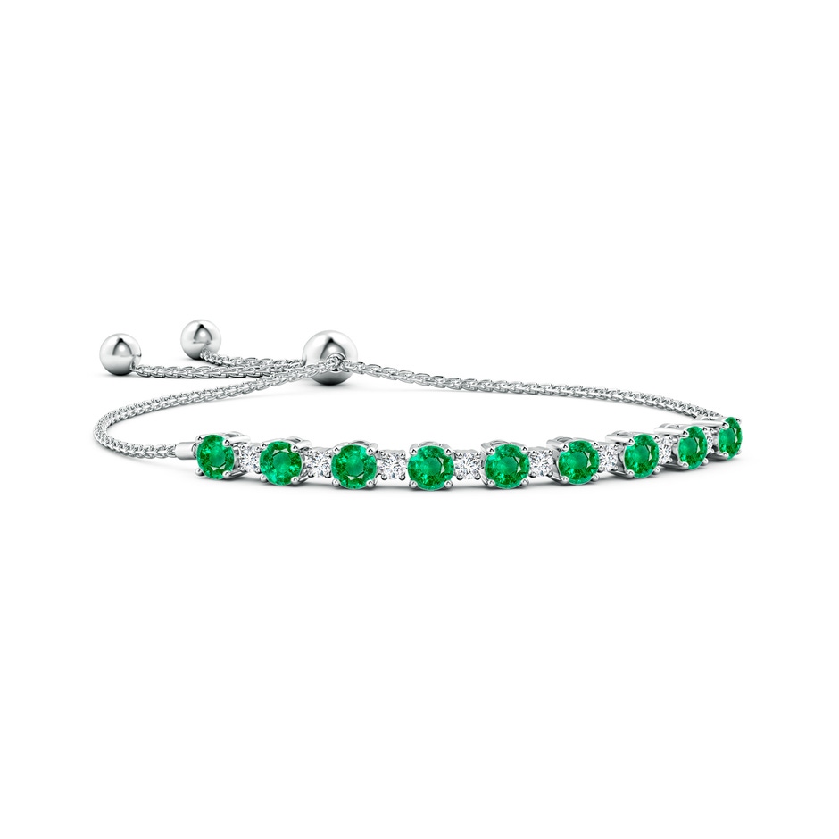 5mm AAA Emerald and Diamond Tennis Bolo Bracelet in White Gold 