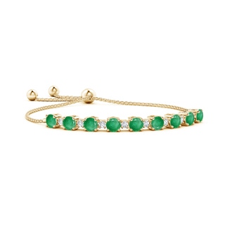 6mm A Emerald and Diamond Tennis Bolo Bracelet in 10K Yellow Gold
