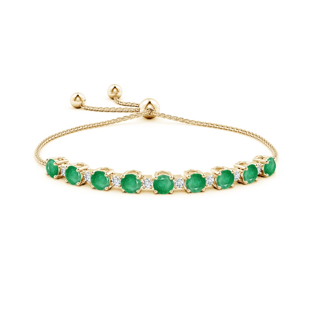 6mm A Emerald and Diamond Tennis Bolo Bracelet in 10K Yellow Gold Side 199