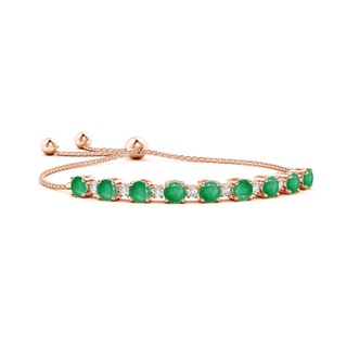 6mm A Emerald and Diamond Tennis Bolo Bracelet in 9K Rose Gold