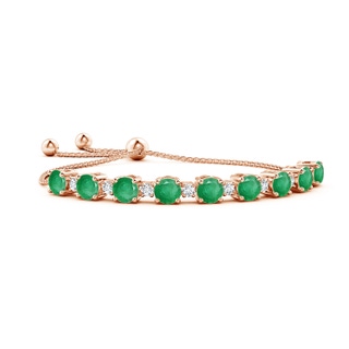 7mm A Emerald and Diamond Tennis Bolo Bracelet in Rose Gold