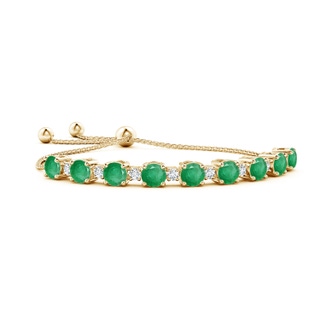 7mm A Emerald and Diamond Tennis Bolo Bracelet in Yellow Gold