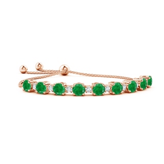 7mm AA Emerald and Diamond Tennis Bolo Bracelet in 10K Rose Gold