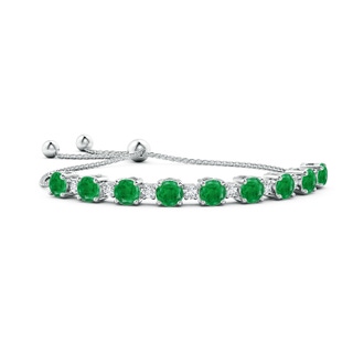 7mm AA Emerald and Diamond Tennis Bolo Bracelet in White Gold