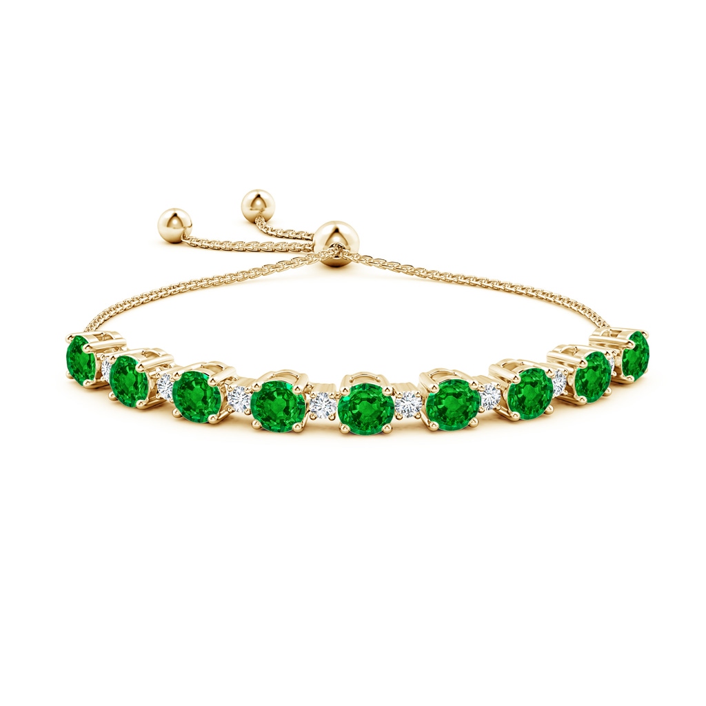 7mm AAAA Emerald and Diamond Tennis Bolo Bracelet in Yellow Gold Side 199