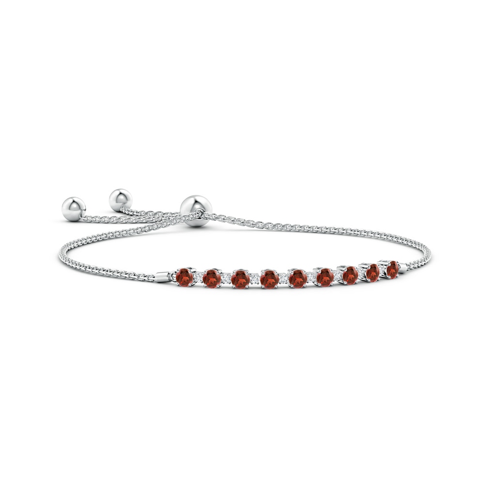 3mm AAA Garnet and Diamond Tennis Bolo Bracelet in White Gold