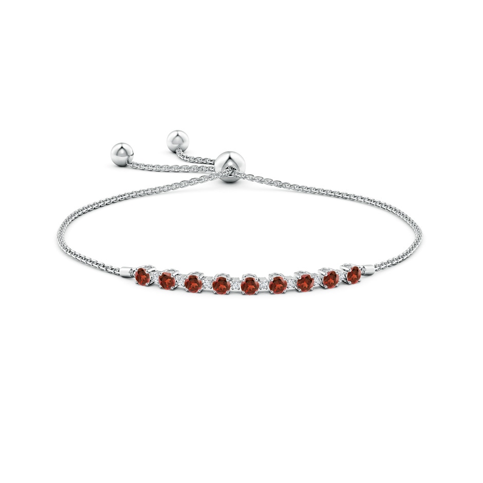 3mm AAA Garnet and Diamond Tennis Bolo Bracelet in White Gold side-1