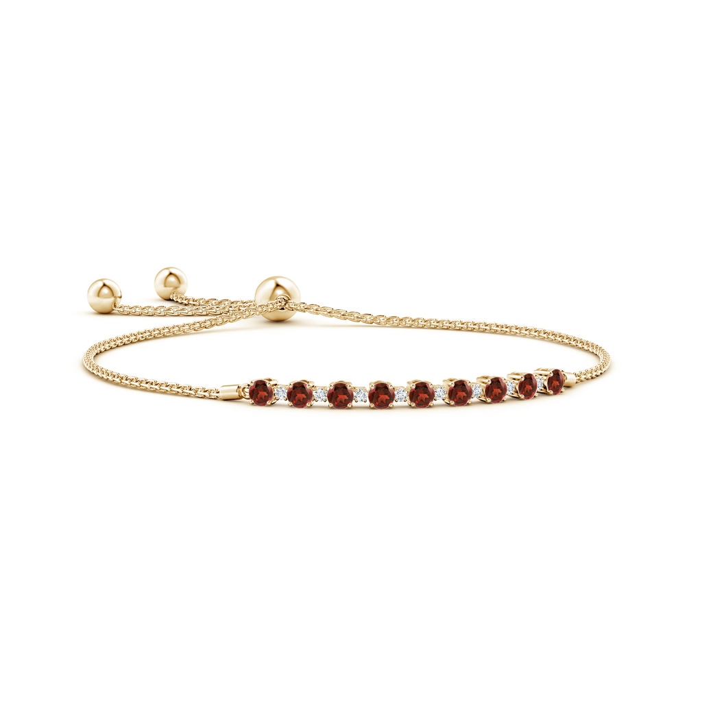 3mm AAAA Garnet and Diamond Tennis Bolo Bracelet in Yellow Gold