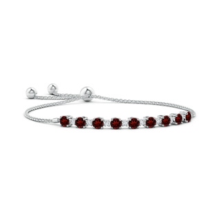 4mm AAA Garnet and Diamond Tennis Bolo Bracelet in White Gold