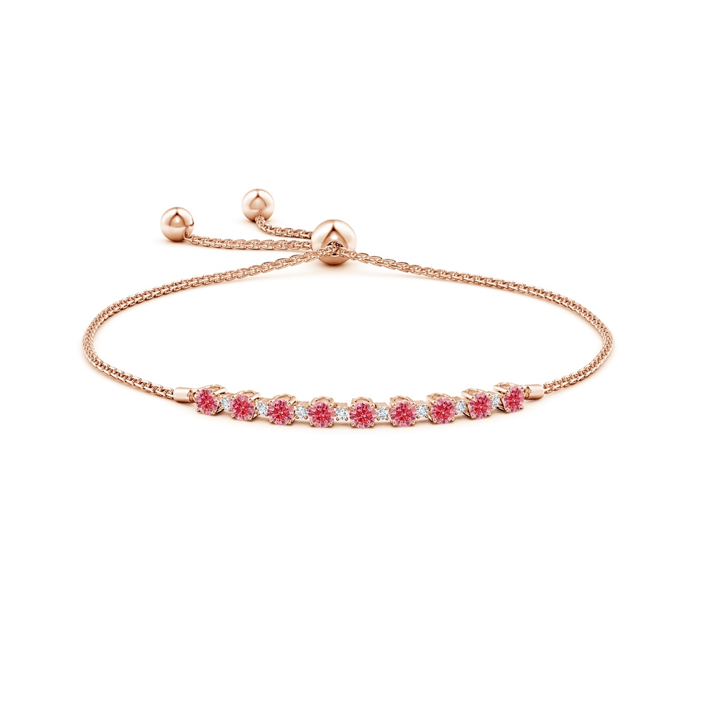 3mm AAAA Fancy Intense Pink and White Diamond Tennis Bolo Bracelet in Rose Gold - side 199