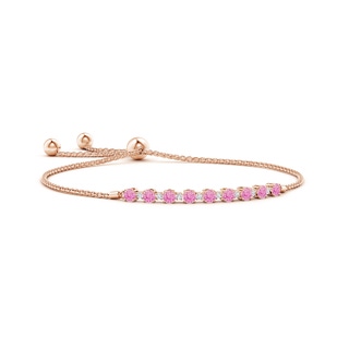 3mm A Pink Sapphire and Diamond Tennis Bolo Bracelet in Rose Gold