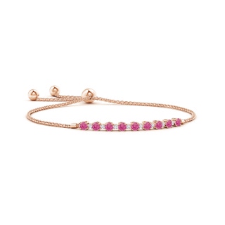 3mm AAA Pink Sapphire and Diamond Tennis Bolo Bracelet in Rose Gold