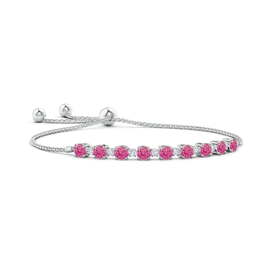 4mm AAA Pink Sapphire and Diamond Tennis Bolo Bracelet in White Gold 