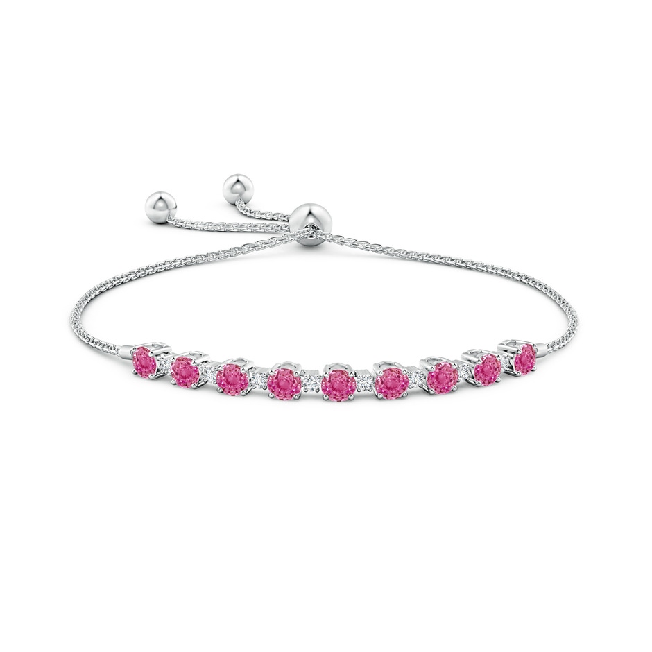 4mm AAA Pink Sapphire and Diamond Tennis Bolo Bracelet in White Gold side-1