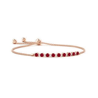 3mm AA Ruby and Diamond Tennis Bolo Bracelet in 9K Rose Gold