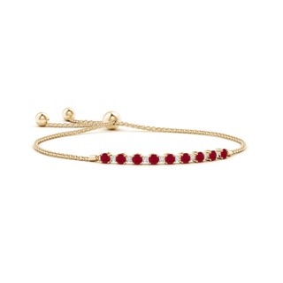 3mm AA Ruby and Diamond Tennis Bolo Bracelet in 9K Yellow Gold
