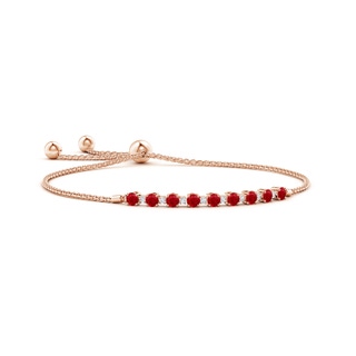 3mm AAA Ruby and Diamond Tennis Bolo Bracelet in 10K Rose Gold