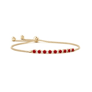 3mm AAA Ruby and Diamond Tennis Bolo Bracelet in 9K Yellow Gold