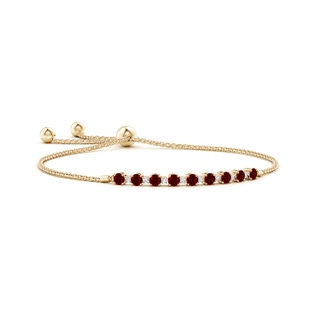 3mm AAAA Ruby and Diamond Tennis Bolo Bracelet in 9K Yellow Gold