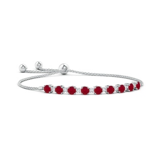 4mm AA Ruby and Diamond Tennis Bolo Bracelet in White Gold