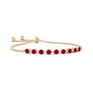 4mm AA Ruby and Diamond Tennis Bolo Bracelet in Yellow Gold