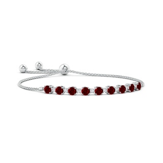 4mm AAAA Ruby and Diamond Tennis Bolo Bracelet in 10K White Gold
