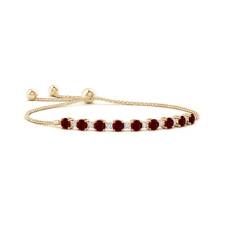 4mm AAAA Ruby and Diamond Tennis Bolo Bracelet in 9K Yellow Gold