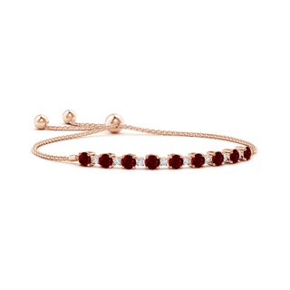 4mm AAAA Ruby and Diamond Tennis Bolo Bracelet in Rose Gold