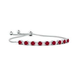 5mm AA Ruby and Diamond Tennis Bolo Bracelet in 10K White Gold