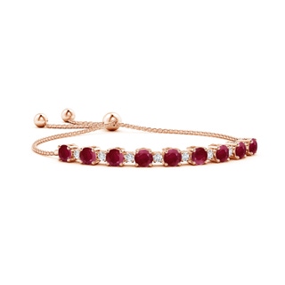 6mm A Ruby and Diamond Tennis Bolo Bracelet in 10K Rose Gold