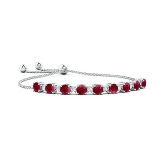 6mm A Ruby and Diamond Tennis Bolo Bracelet in 10K White Gold