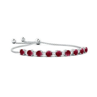 6mm A Ruby and Diamond Tennis Bolo Bracelet in White Gold