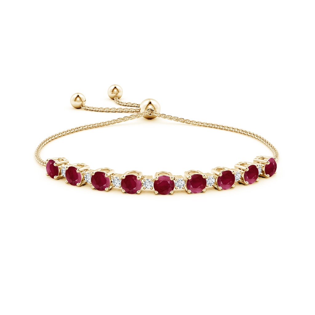 6mm A Ruby and Diamond Tennis Bolo Bracelet in Yellow Gold Side 199