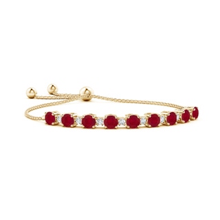 6mm AA Ruby and Diamond Tennis Bolo Bracelet in Yellow Gold