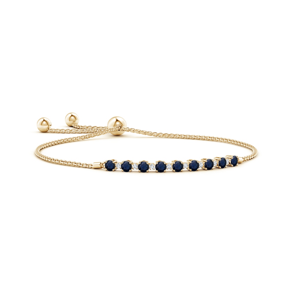 3mm A Sapphire and Diamond Tennis Bolo Bracelet in 9K Yellow Gold 
