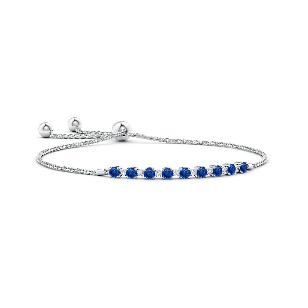 3mm AAA Sapphire and Diamond Tennis Bolo Bracelet in White Gold