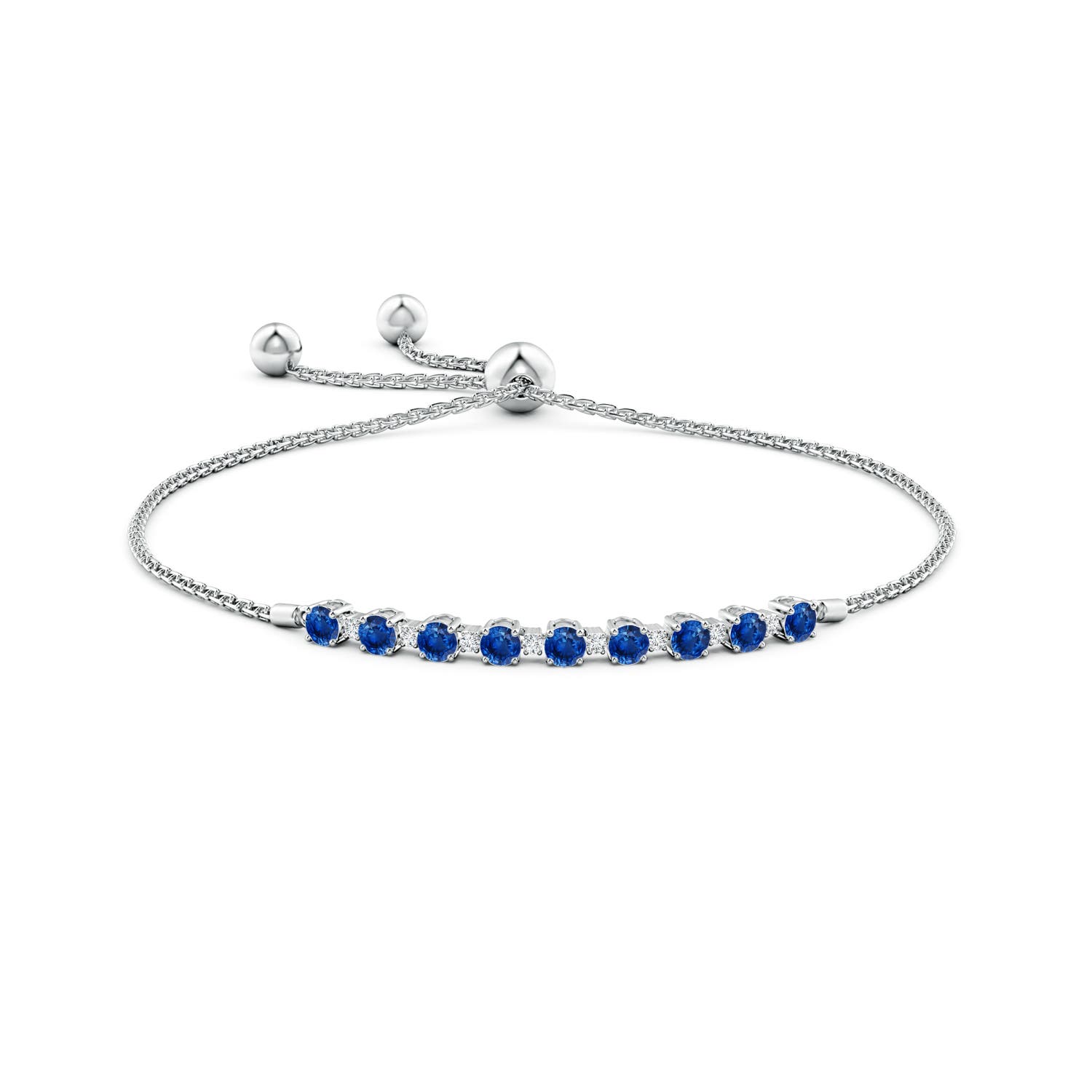 3mm AAA Sapphire and Diamond Tennis Bolo Bracelet in White Gold - side 3
