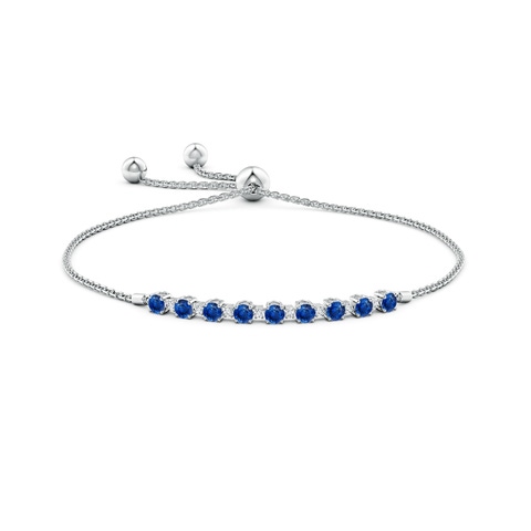 3mm AAA Sapphire and Diamond Tennis Bolo Bracelet in White Gold - side 3